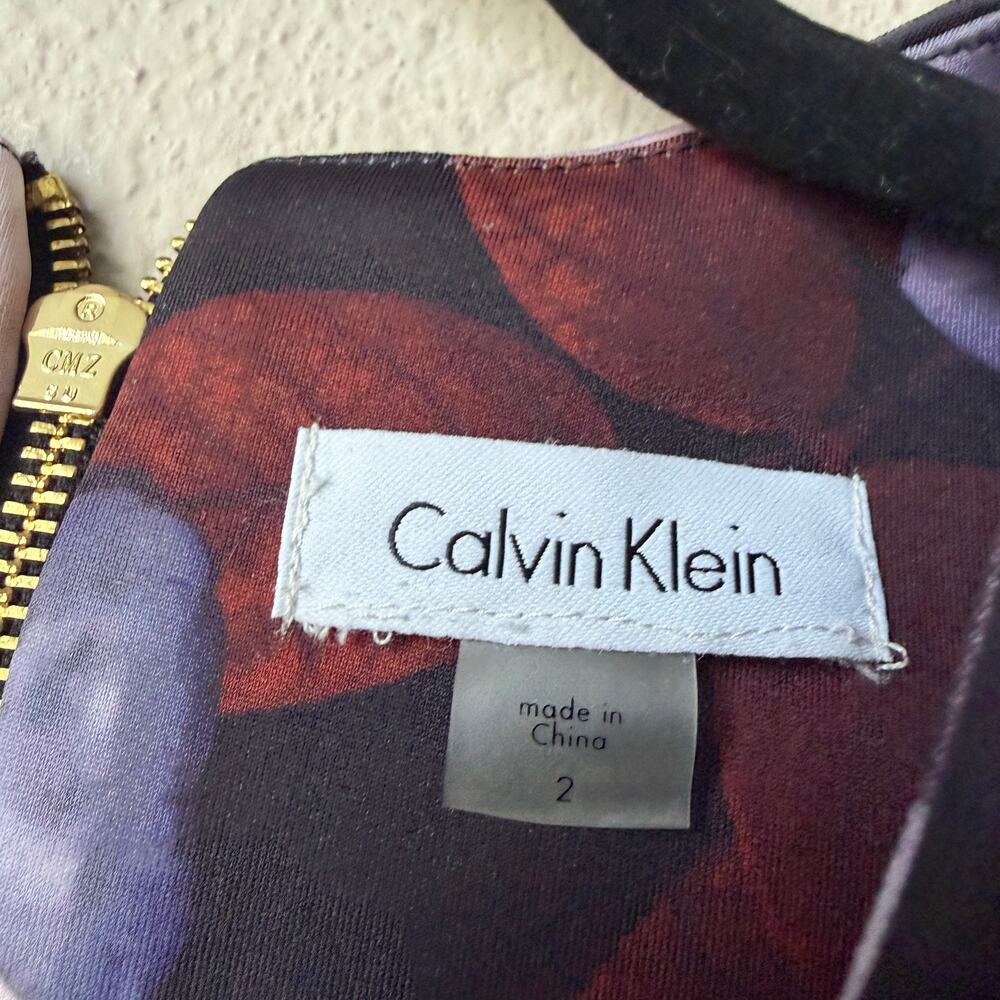 Calvin Klein Dark Floral Scuba Knit Sheath Dress Size 2 - Picture 4 of 5